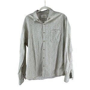 Mufti Mens 2XL Button-Down Shirt Beige & White Floral Cotton Linen Blend Casual